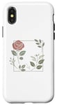 Coque pour iPhone X/XS Rose florale botanique, style minimaliste, roses d'amour