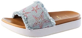 Minnetonka Abbey Slide/Light Blue Denim, Sandale Femme, 40 EU