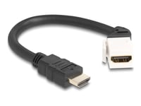 Delock - Hdmi-Kabel - Hdmi Hona Vinklad, Keystone Till Hdmi Hane - 20 Cm - Svartvitt - 8K60 Hz (7680 X 4320) Stöd