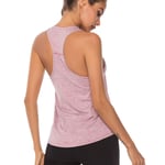 Workout Tops for Women U-neck vest Athletic Racerback Tank Yoga Shirts Gym Clothes Gym Exercise Running t-shirts,light pink,L