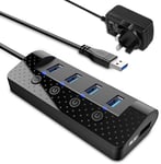 Powered USB Hub 3.0, atolla USB Hub with 4 USB 3.0 Data Ports and 1 USB Smart