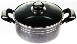 32cm Non Stick Casserole Pot Cooking Pan Stockpot Glass Lid Dish Serving Party