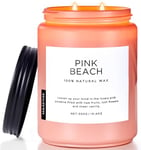 M&SENSE Bougie Parfumées de plage rose,550g ananas et noix de coco bougies de soja naturel, 110 heures de combustion, cadeau de décoration pour les amis, la famille, les collègues, les couples