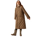 Regatta Womens Orla Kiely Longline Quilted Jacket - Brown - Size 12 UK