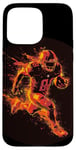 Coque pour iPhone 15 Pro Max Un joueur de football brûle comme une météorite dans le feu et les flammes