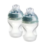 Tommee Tippee Baby Bottles, Natural Start Silicone Anti-Colic Baby Bottle with Slow Flow Breast-Like Teat, 260ml, 0+ Months, Self-Sterilising, Baby Feeding Essentials, 2 Pack