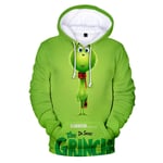 (OFSJ-00058-XXL） 3D Green Grinch Miesten huppari kevätsyksyn rento o-aukkoinen ylisuuri huppari