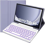 Étui Clavier Pour Samsung Galaxy Tab A9 Plus 11 Pouces Modèle 2023 (Sm-X210/X216/X218), Azerty Français, Clavier Détachable Sans Fil Rétroéclairé,Violet