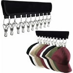 Linghhang - Boîte de rangement pour chapeaux en 2 pièces avec 10 grands clips, adaptée pour suspendre des casquettes de baseball, des chapeaux