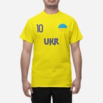 Ukraina landslag t-shirt i gul UKR  & 10 fotboll euro24 Ukraine 140cl 9-11 år