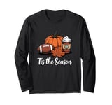 Tis the Season Fall Leaf Football Autumn Pumpkin Spice Latte Long Sleeve T-Shirt