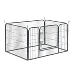 Enclos Parc pour Animaux avec Porte 125 x 85 x 70 cm Acier Argenté pro.tec