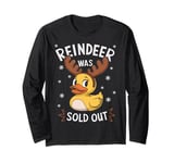 Reindeer Christmas Xmas Duck with Reindeer Antlers Long Sleeve T-Shirt