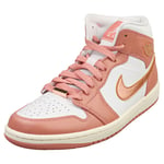 Nike Air Jordan 1 Mid Se Womens Fashion Trainers in Red Stardust Copper - 4 UK