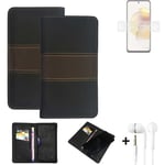 Phone Case + earphones for Motorola Moto G73 5G Wallet Cover Bookstyle protectiv