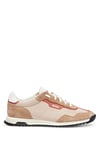 BOSS Mens Zayn Lowp Low-top Trainers in Mixed Materials with Washed Effect Size 5 Light Beige