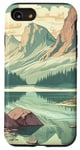 Coque pour iPhone SE (2020) / 7 / 8 Rocky Mountain Lake Vintage Paysage graphique