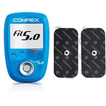 Compex Electrostimulateur Fit 5.0 + Sachet de 2 électrodes Noires 5x10 cm, 1 Snap