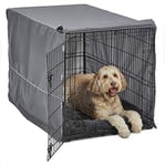 New World B48DD-KIT Kit cage pour chien à double porte ; Kit cage pour chien comprenant une cage à deux portes, un lit pour chien gris assorti et une housse de cage grise, 121,92 cm