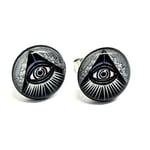 All Seeing Eye Stud Earrings Illuminati Tattoo Metal Rock Unisex Boho Studs