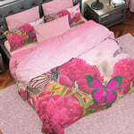 PETTI Artigiani Italiani - Housse de Couette, Lit (90x200), Papillon, Tissu 100% Satin Frais, 100% Made in Italy