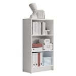 Stella Trading LILLY Etagère blanche - Bibliothèque moderne avec 3 compartiments ouverts - Etagère de bureau polyvalente avec beaucoup d'espace de rangement - 60 x 106 x 28 cm (L/H/P)