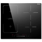 Karinear Plaque de cuisson Induction 60 cm 7200 W Plaque Induction 4 Feux encastrable, avec commande à curseur, fonction Boost, Flexi Zone, sécurité enfants