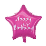 Folie ballong star happy birthday pink