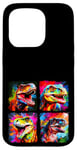 Coque pour iPhone 15 Pro Dinosaure T Rex Pop Art Dessin Coloré Peinture