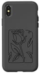 Coque pour iPhone X/XS Rose noire abstraite dessin minimaliste Line Art