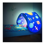 Tente sleep fun Venteo Tente de lit enfant - Modèle bleu planètes en fêtes - Accessoire chambre pour enfant - Lampe intégrée - Sac de rangement - Bleu