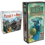 Days of Wonder | Ticket to Ride Europe Board Game | Ages 8+ | For 2 to 5 players | Average Playtime 30-60 Minutes & Repos Production | 7 Wonders Duel Pantheon Expansion | Board Game | Ages 10+