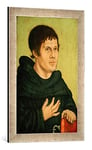 Kunst für Alle 'Image encadrée de Lucas Cranach l'Ancien Portrait Martin Luther comme des Augustins de Moine d'art dans Le Cadre de Haute qualité Photos Fait Main, 40 x 60 cm, Argent Raya