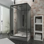 Jamais utilisé ]- Cabine de douche intégrale hydromassante, 85 x 115 cm, Cabine de douche complète, couleur noir, Bali Schulte