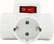 Prise Triple Schuko Avec Interrupteur, Blanc[MUL212672] - ELECTRICITE - DOMOTIQUE / MULTIPRISE