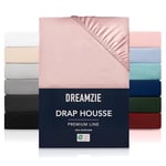 Dreamzie Drap Housse 80x200 cmpour Matelas Épais jusqu'à 33 cm - 100% Polyester Microfibre - Rose Certifié sans Produits Chimiques (Oeko TEX), Drap Housse avec Élastique Complet