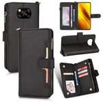 Yhteensopiva Xiaomi Poco X3/ X3 Nfc Flip Case Pu Nahka Magneettinen Card Slots Strap Käsilaukun kanssa