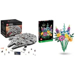 LEGO 75192 Star Wars Millennium Falcon, UCS Set for Adults, Model Kit to Build with Han Solo & 10313 Icons Wildflower Bouquet Set, Artificial Flowers with Poppies and Lavender, Crafts for Adults