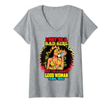 Womens I May Be A Bad Girl But I'm A Damn Good Woman Melanin Queen V-Neck T-Shirt