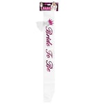 WIDMANN 09688 - Bride To Be Sash In Double Layer Satin, Adult Woman, Decorated With Bride Veil On Tiara, Hen Party, White-Fuchsia Color