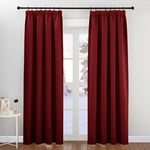 PONY DANCE Rideau Salon - Rideau Occultant Thermiques Draperies Opaque Double Rideaux Isolants Anti Chaleur, Rideau Chambre Fille Garçons Enfant, 140 cm x 200 cm, 2 Pcs, Rouge foncé