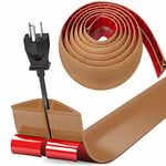 Bocguy Cache Cable Sol, Petit Canal de câble Flexible,5M x 3cm Goulotte Passe Cable Sol Silicone, Cache Fil Électrique Sol Auto-Adhésif Facile à Couper Montage pour Tous Les Câbles (Marron-Arrondi)