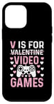 Coque pour iPhone 12 mini V est pour les jeux vidéo, la Saint-Valentin, Funny Gamer, pour hommes et garçons