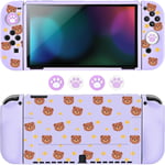 Coque De Protection Pour Switch Oled,Antichoc Souple Poignée Cover Dockable Housse De Protection Console Accessoires Avec 2 Joycon Cover Et 4pcs Pouce Pouce Capuchons,Ours Violet