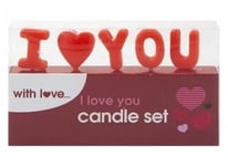 RED Valentines Day Candles I love you candles NEW boxed