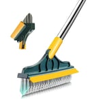 Brosse à récurer 2 en 1 avec Long Manche - Brosse à Joints - Brosse de Nettoyage à Poils rigides avec raclette rotative à 120° - Brosse à carrelage pour Nettoyage de Salle de Bain, Verre, terrasse,