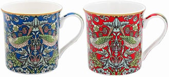 The Leonardo Collection Set of 2 - William Morris Mugs - 2 Assorted Strawberry