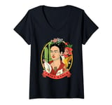 Womens Frida Kahlo - Frida Khalo Cactus Frame V-Neck T-Shirt