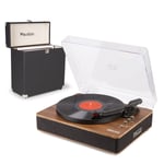 RP162DW Bluetooth Record Player with Vinyl LP Case and Built-in Speakers