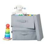 Relaxdays Panier de Rangement, Pliable, lot Pratique de 2, avec Couvercle, H x L x P : 17 x 23 x 33 cm, Gris